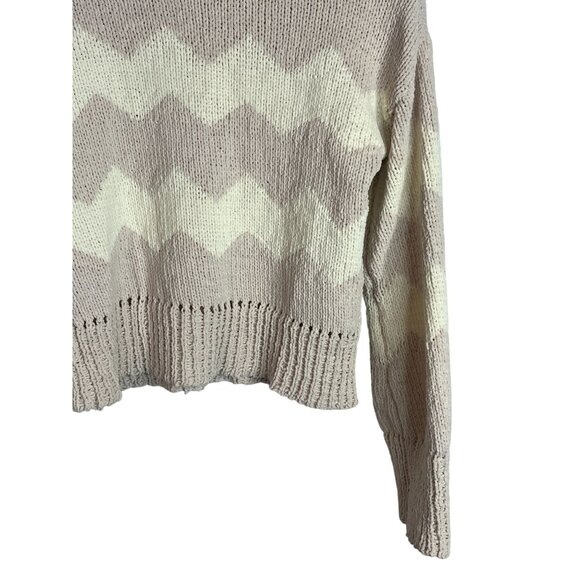 Kendall and Kylie Sweater Womens Medium Knit Top Tan Brown Chevron Winter Fall - Picture 4 of 16